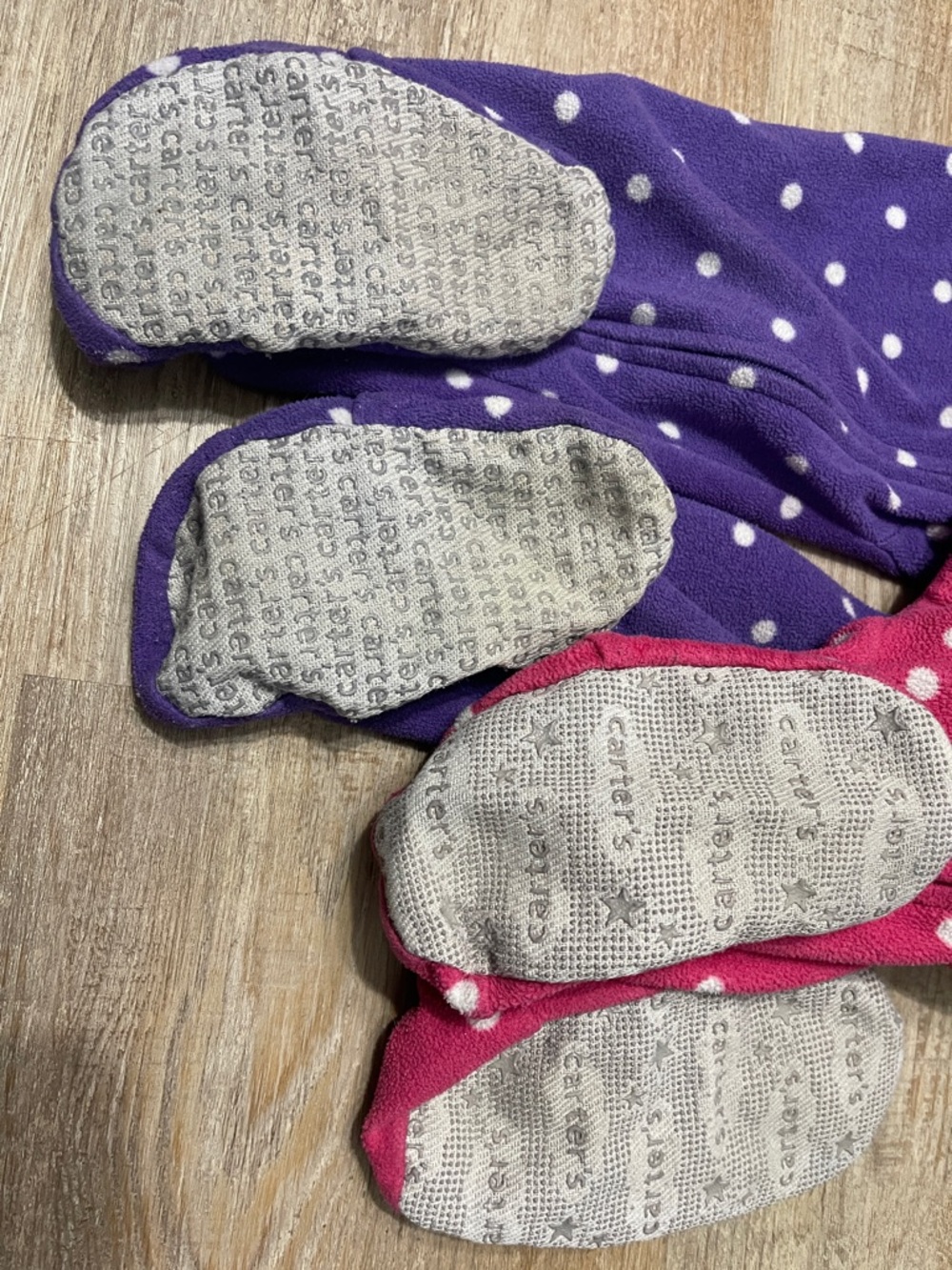 Carter's Polka Dot Footed One-Piece Pajamas - Purple & Pink twin set/set of two - Picture 4 of 6